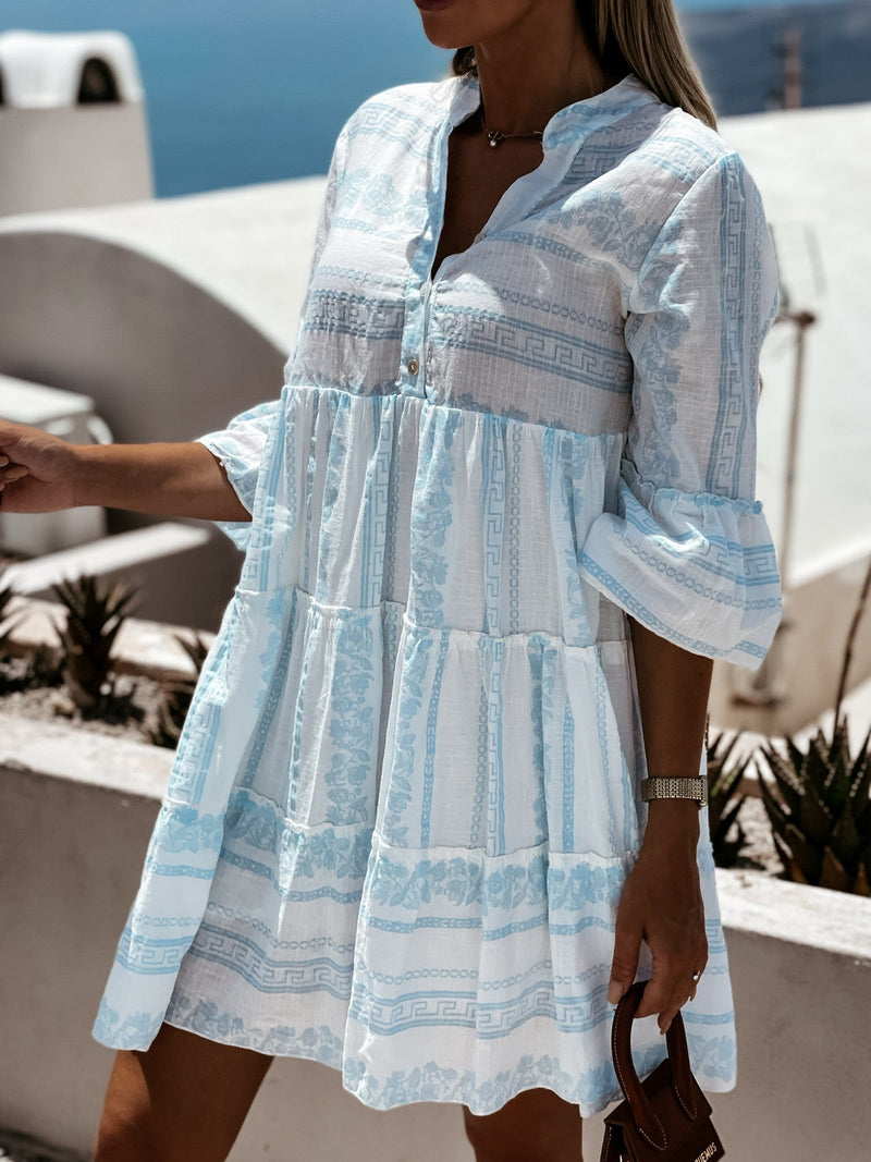Inna Ibiza Ruffle Dress | Delightfully airy Boho dress with cheerful pattern