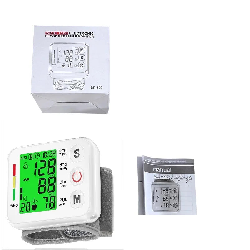 Digitales Handgelenk-Blutdruckmessgerät mit LCD-Display – PulseTrack