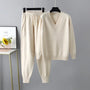 Zweiteiliges gestricktes Damen-Set mit V-Ausschnitt-Pullover & Hose – Noelia