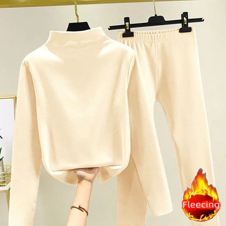 Zweiteiliges Damen-Winterset mit Fleece-Pullover und Hose – Eva