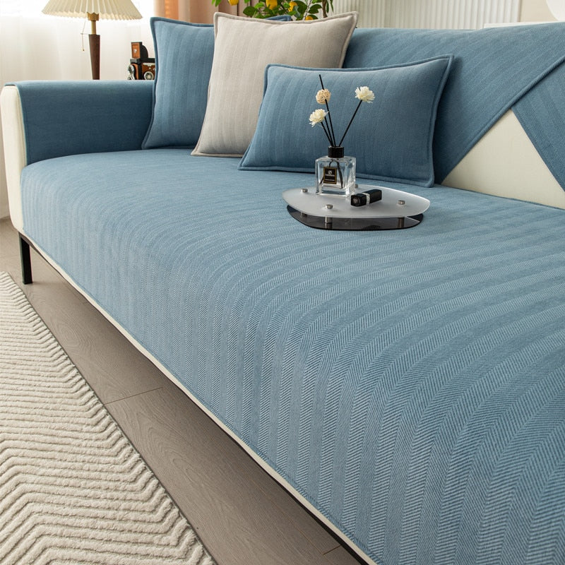 Chenille Sofaschoner mit Fischgrätstruktur – VeluraShield