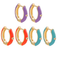 Ohrring-Set 3-teilig | Bunte Creolen mit Steinen & Gold