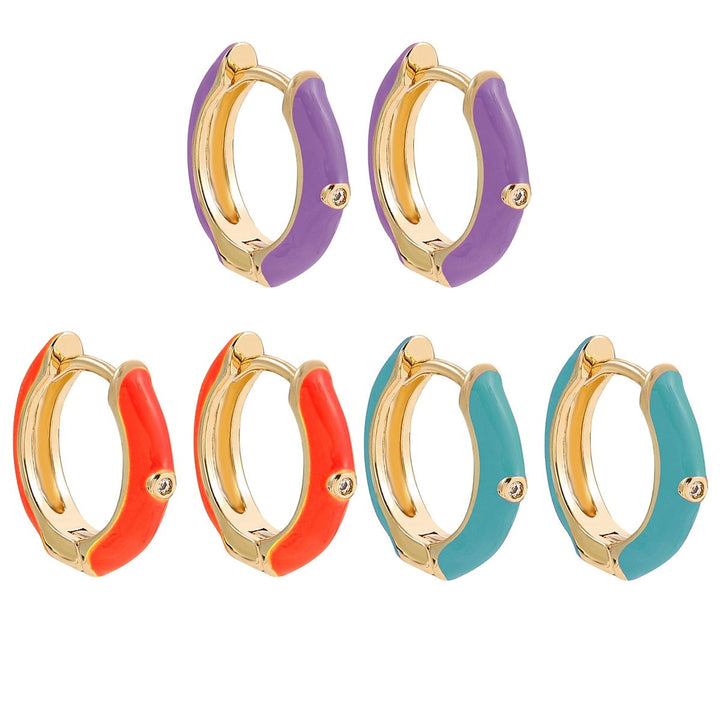Ohrring-Set 3-teilig | Bunte Creolen mit Steinen & Gold