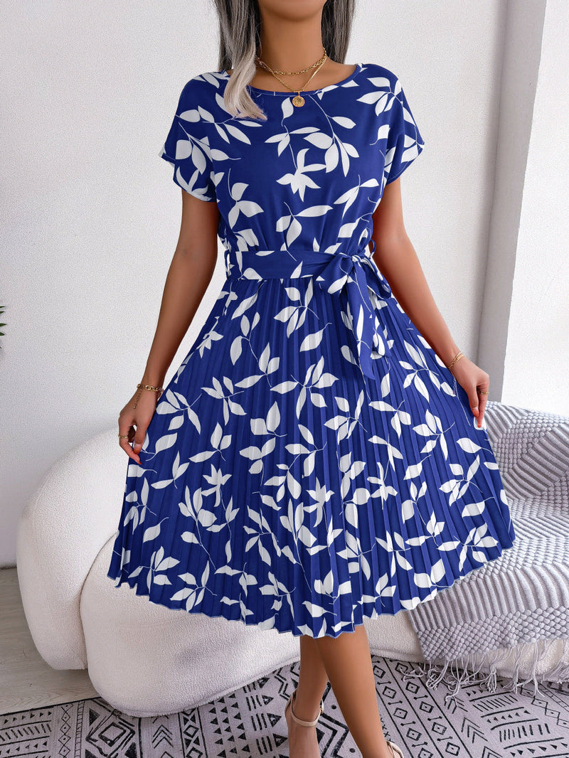 Blau Bedrucktes Midi-Kleid – Naomi