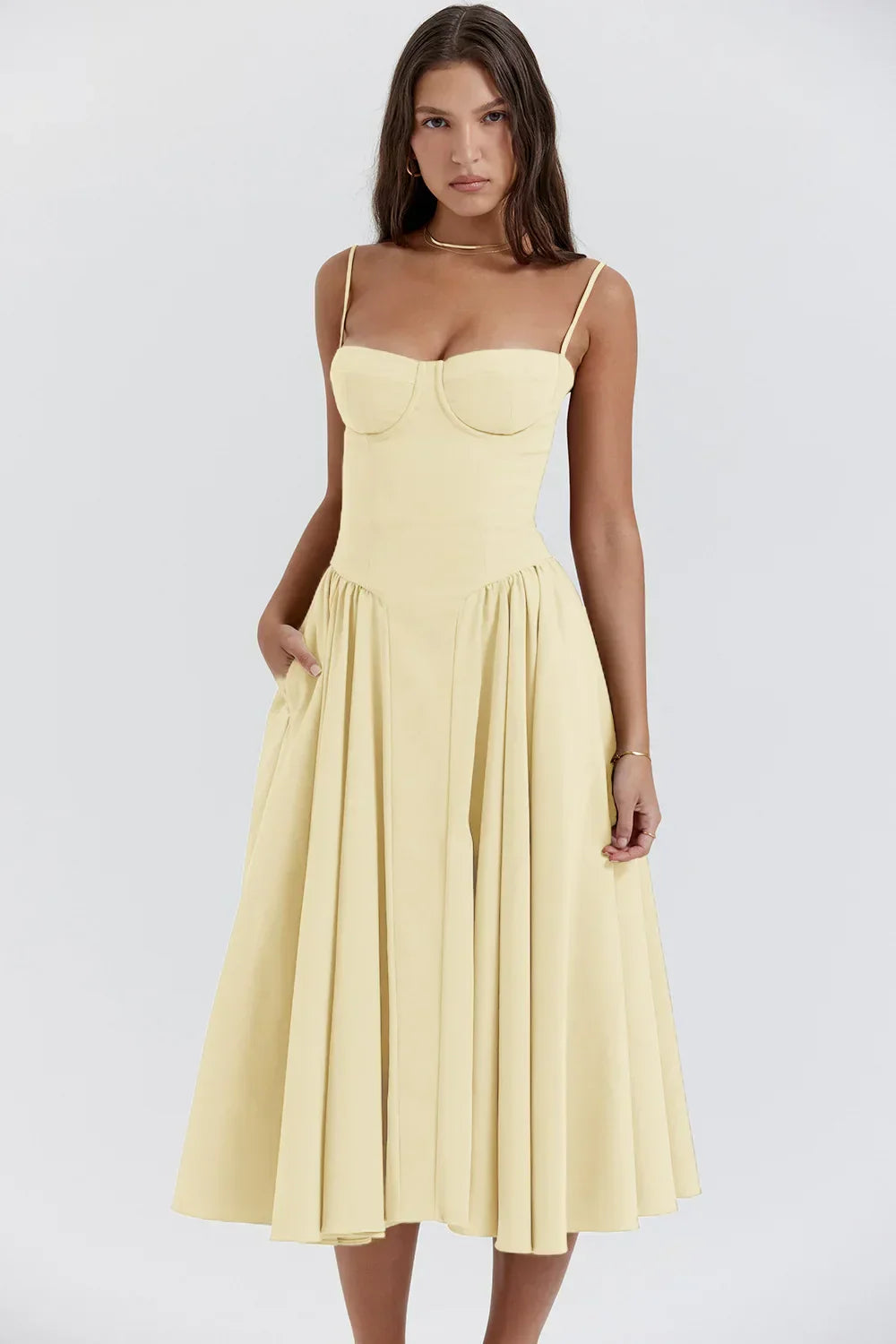 Stilvolles Sommerkleid mit Spaghettiträgern und Taillenkorsett - Mira