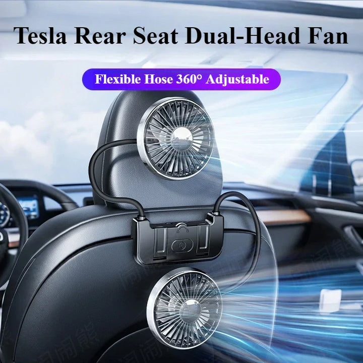 Dual-head backseat fan – Eary – USB-C rechargeable 