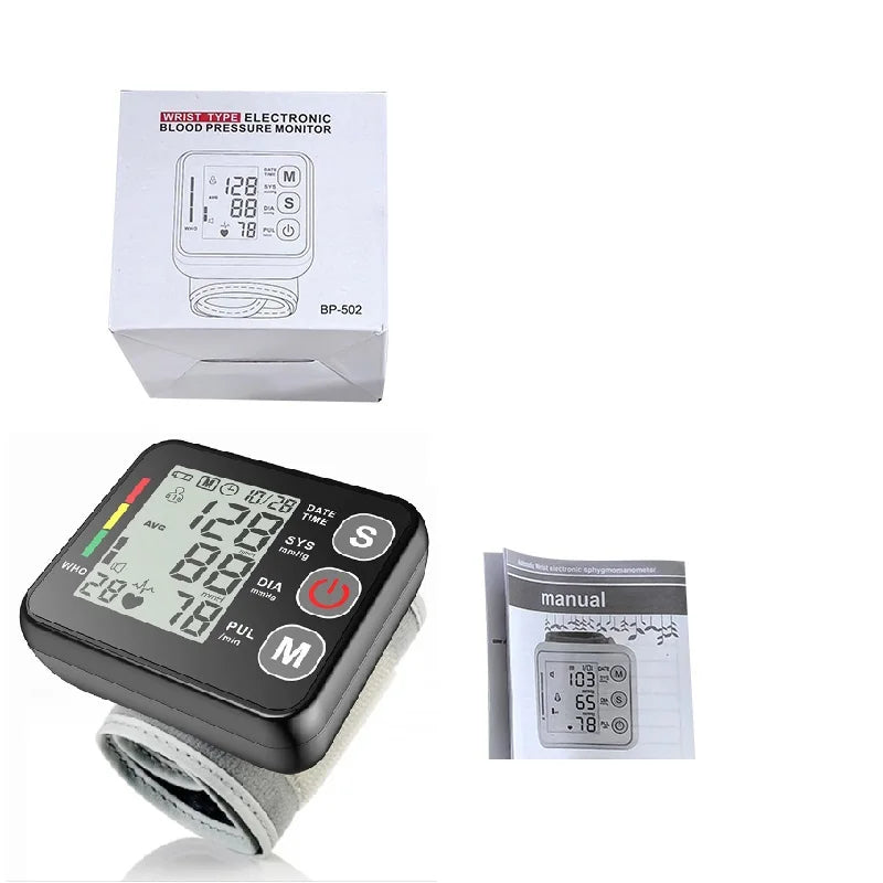 Digitales Handgelenk-Blutdruckmessgerät mit LCD-Display – PulseTrack