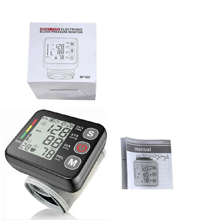 Digitales Handgelenk-Blutdruckmessgerät mit LCD-Display – PulseTrack