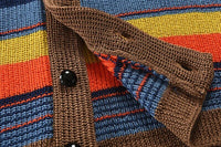 Knitted Men's Cardigan with Color Block and Geometric Pattern – Leandro