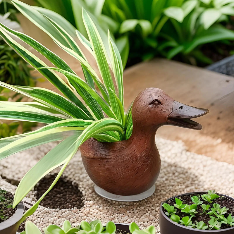 Duck Statue Flower Pot - QuackyPlanter