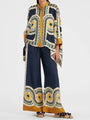 Zweiteiliges Damen-Leinen-Streetwear-Set mit Ethno-Print – Samira
