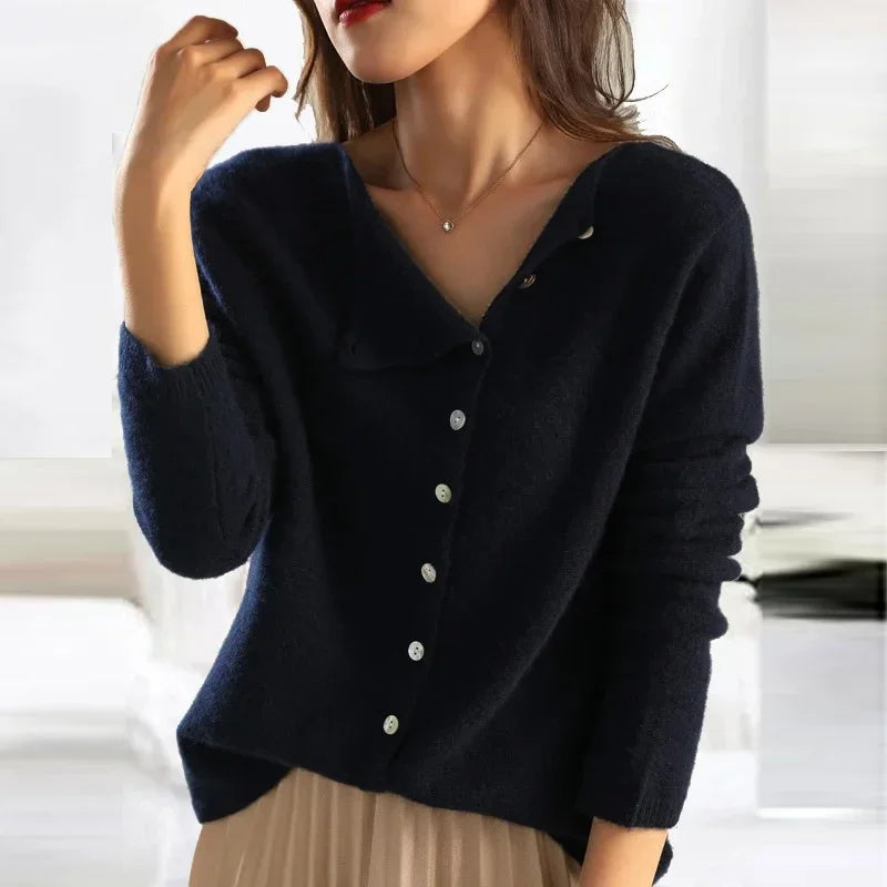 Fashionable Sweater with Stylish Button Closure - Elisa
