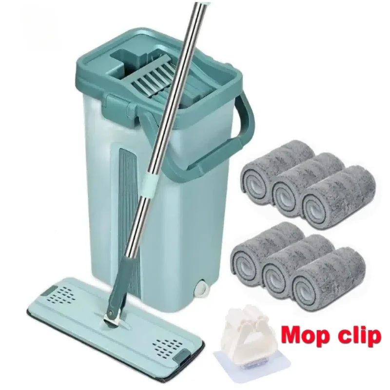 Freihändige Flache Wischmopp mit Eimer - FlexiMop