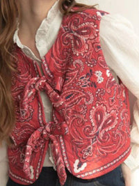 Y2K Red Bandana Wrap Cropped Top - Liora