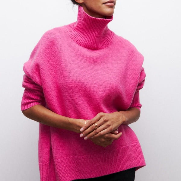 Weicher Oversized Damen-Rollkragenpullover - Celeste