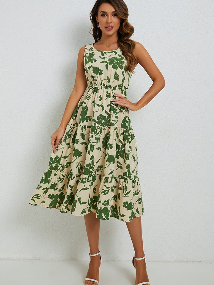 Sommerliches Midi-Kleid mit Blumenmuster – Fenna