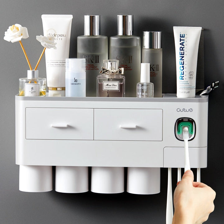 Smart Bathroom Accessory | With toothpaste dispenser, toothbrush holder & drawers