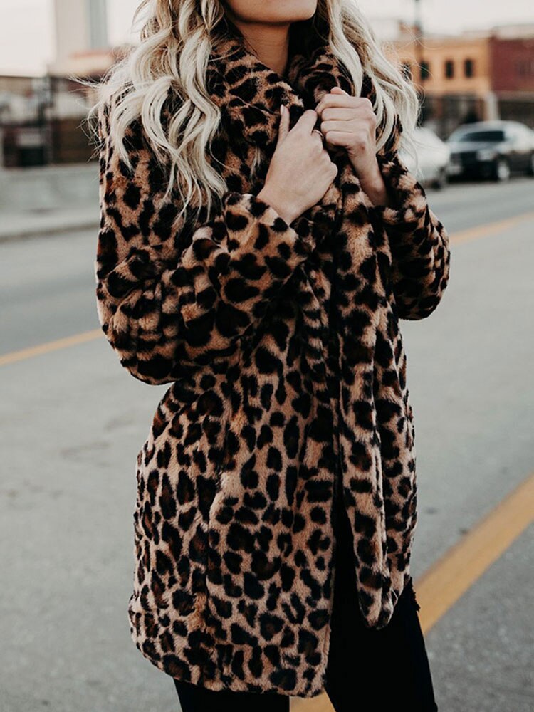 Damen Wintermantel mit Leopardenmuster - Sofia