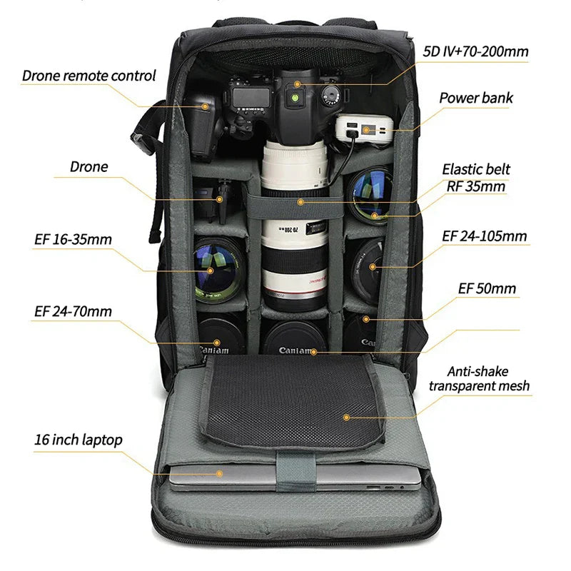 Waterproof Camera Shoulder Bag – Arven – (Large Capacity) 