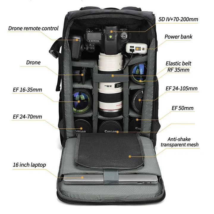 Waterproof Camera Shoulder Bag – Arven – (Large Capacity) 