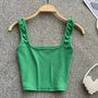 Rückenfreies, kurzes Tanktop in Uni-Farbe – Zayra