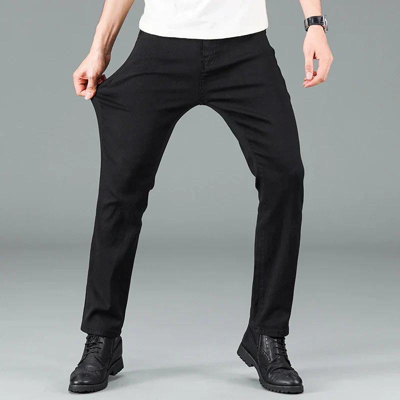 Schwarze Herren Stretch Straight Fit Jeans – Milan