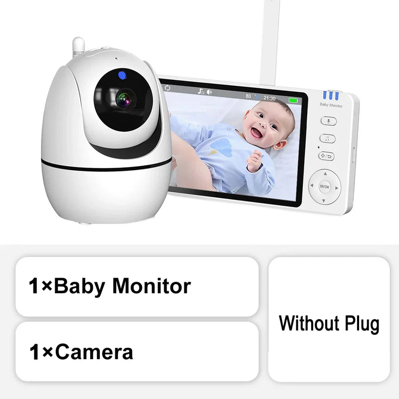 5-Inch HD Video Baby Monitor met Camera, PTZ Zoom en Nachtzicht