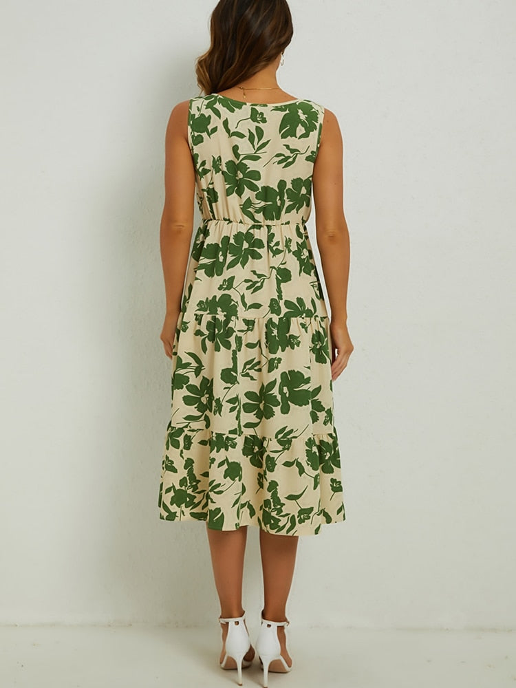 Sommerliches Midi-Kleid mit Blumenmuster – Fenna