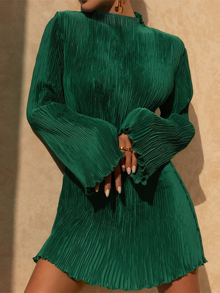 Plissee Flare Kleid - Liva