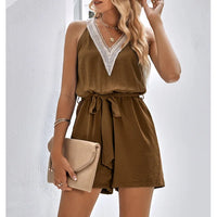 Kanten Zomerjumpsuit met V-Hals en Shorts – Sorelle