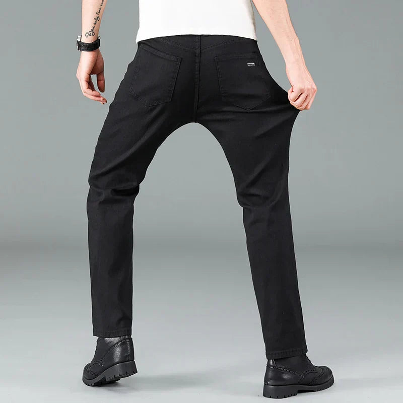 Schwarze Herren Stretch Straight Fit Jeans – Milan