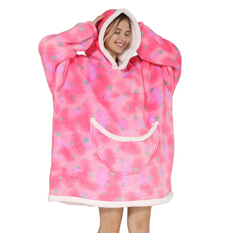 Oversized Fleece-deken met Capuchon & Zakken – SnugJoy
