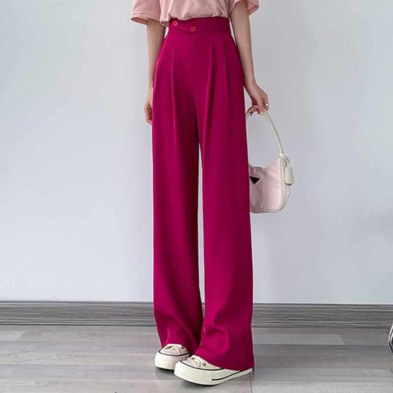 Casual Hoge Taille Damesbroek met Wijde Pijpen - Emilia