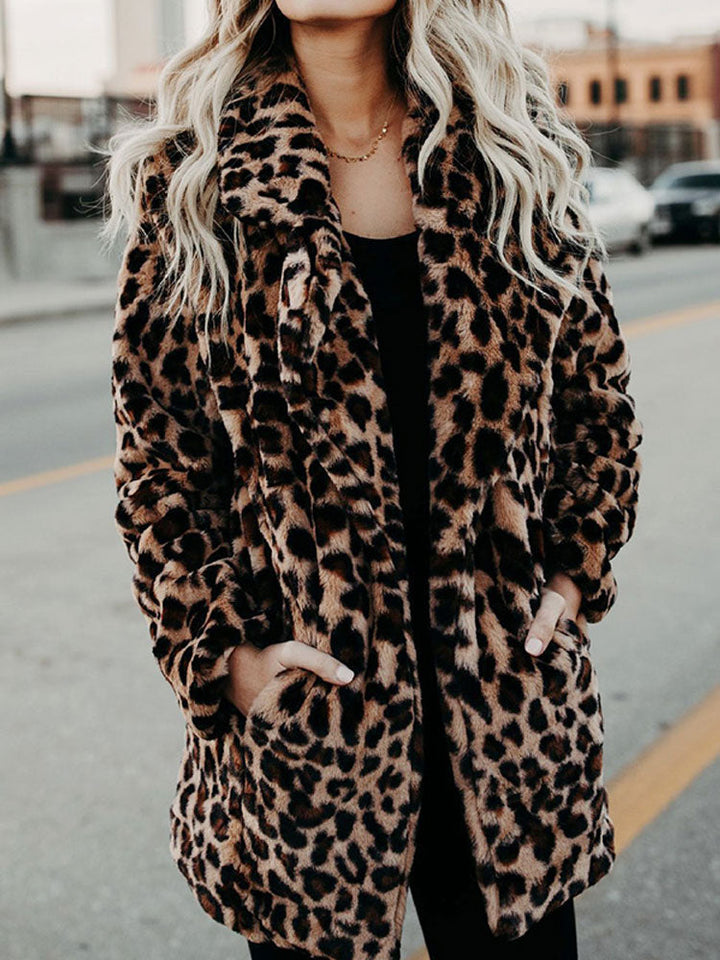 Damen Wintermantel mit Leopardenmuster - Sofia