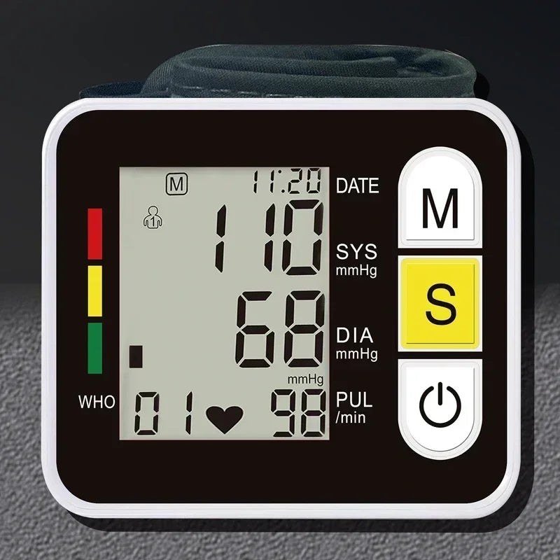 Digitales Handgelenk-Blutdruckmessgerät mit LCD-Display – PulseTrack