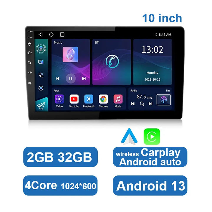 Universele Android Auto Stereo met Touchscreen, GPS en Draadloze CarPlay