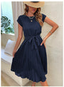Plissee-A-Linien-Sommerkleid mit kurzen Ärmeln - Melina