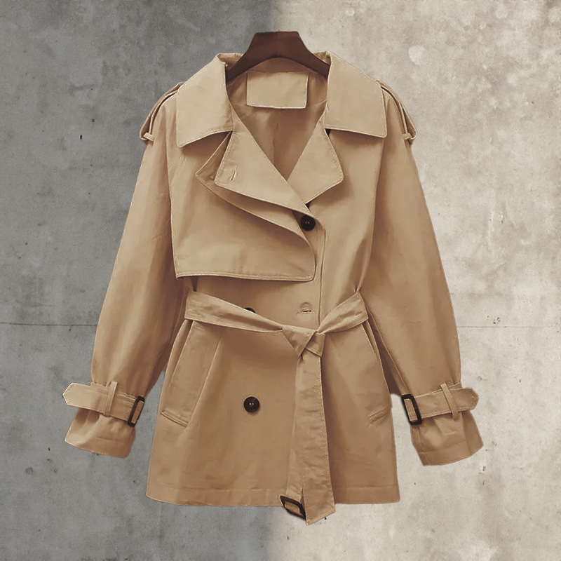 Dames trenchcoat met riem en dubbele knoopsluiting – Rosemary