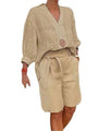 Luftiges & Stilvolles Zweiteiliges Leinen-Damen-Set mit Bluse & Shorts – Malea