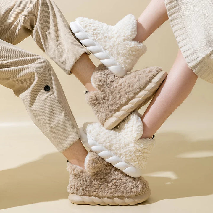 Warme Damenhausschuhe aus Baumwolle und Plüsch - CozySteps