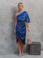 Trendiges Satin-Ein-Schulter-Kleid - Isabella