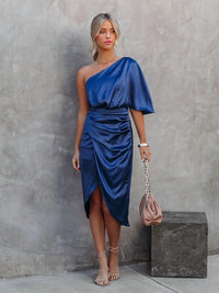 SilkGlam One-Shoulder Dress