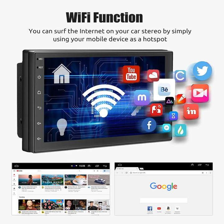 Universele Android Auto Stereo met Touchscreen, GPS en Draadloze CarPlay