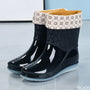 Halbhohe Damen Regenstiefel wasserdicht mit Muster & rutschfester Sohle – Marvella