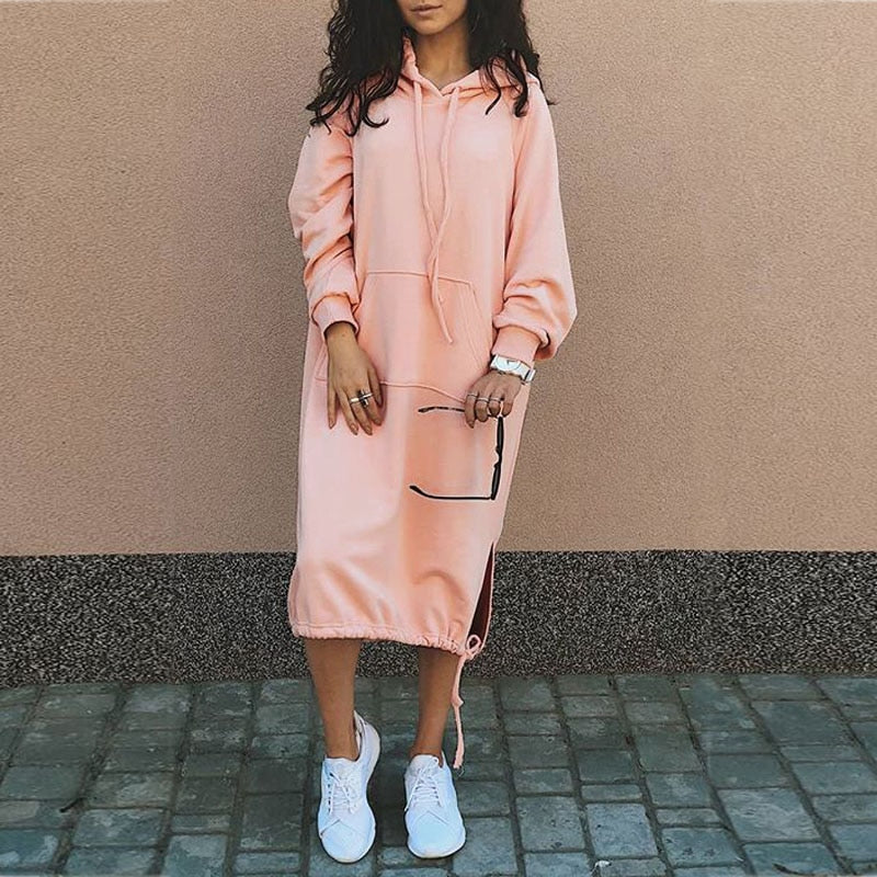 Stilvolles langes Hoodie-Kleid - Elina