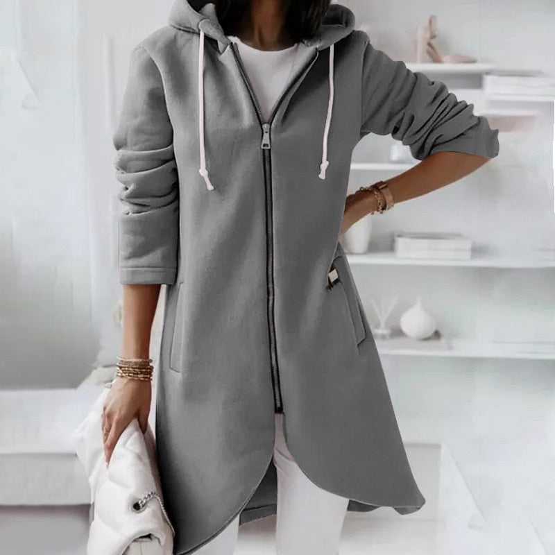 Damen-Hoodie-Weste mit Reißverschluss und Kapuze – Shaly