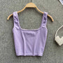 Rückenfreies, kurzes Tanktop in Uni-Farbe – Zayra