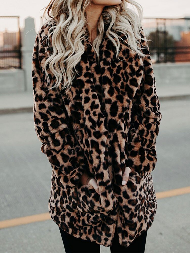 Damen Wintermantel mit Leopardenmuster - Sofia