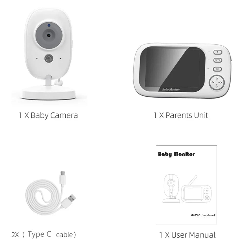 3.5-Inch Video Baby Monitor with Night Vision, Temperature Display and Two-Way Audio