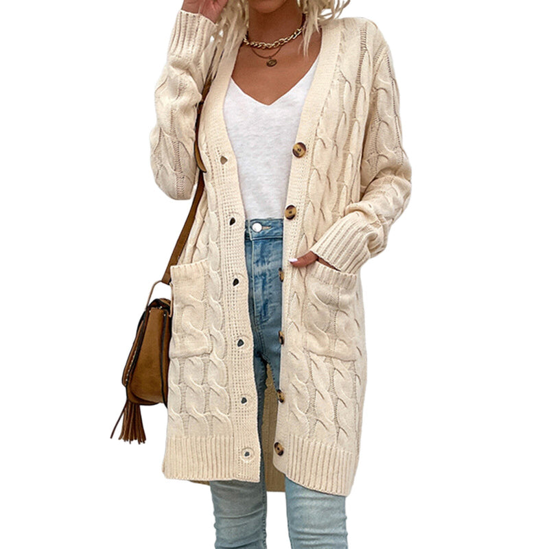 Gestrickte Damen-Cardigan mit Taschen – Noelle